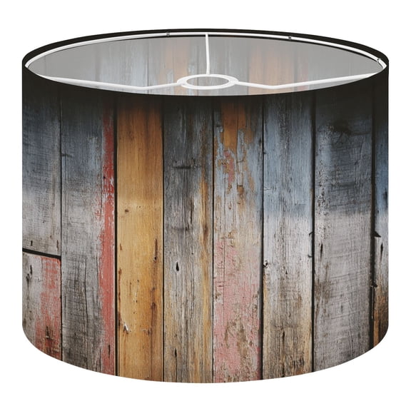 Linen Drum Lampshades Wooden old gray beige plank 13"x13"x10" Light Shade for Table Lamps Floor Lamps Drum Lamp Shades Lampshade Replacement Assembly Required