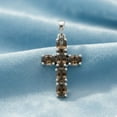 thumbnail image 5 of 6X4mm Oval Smoky Quartz 925 Sterling Silver Women Religious Cross Pendant Jewelry, 5 of 5
