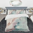 thumbnail image 2 of Designart "Solitary Reflections in Blush Tones V" Abstract Liquid Ink Bedding Covert Set - Modern Blue Abstract Bed Set With 1 Sham, 2 of 6
