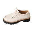 thumbnail image 6 of Lace up Loafers for Women Trendy Stitching Round Toe Walking Shoes Lug Sole Chunky Heel Casual Dress Shoes White Size 9.5, 6 of 6