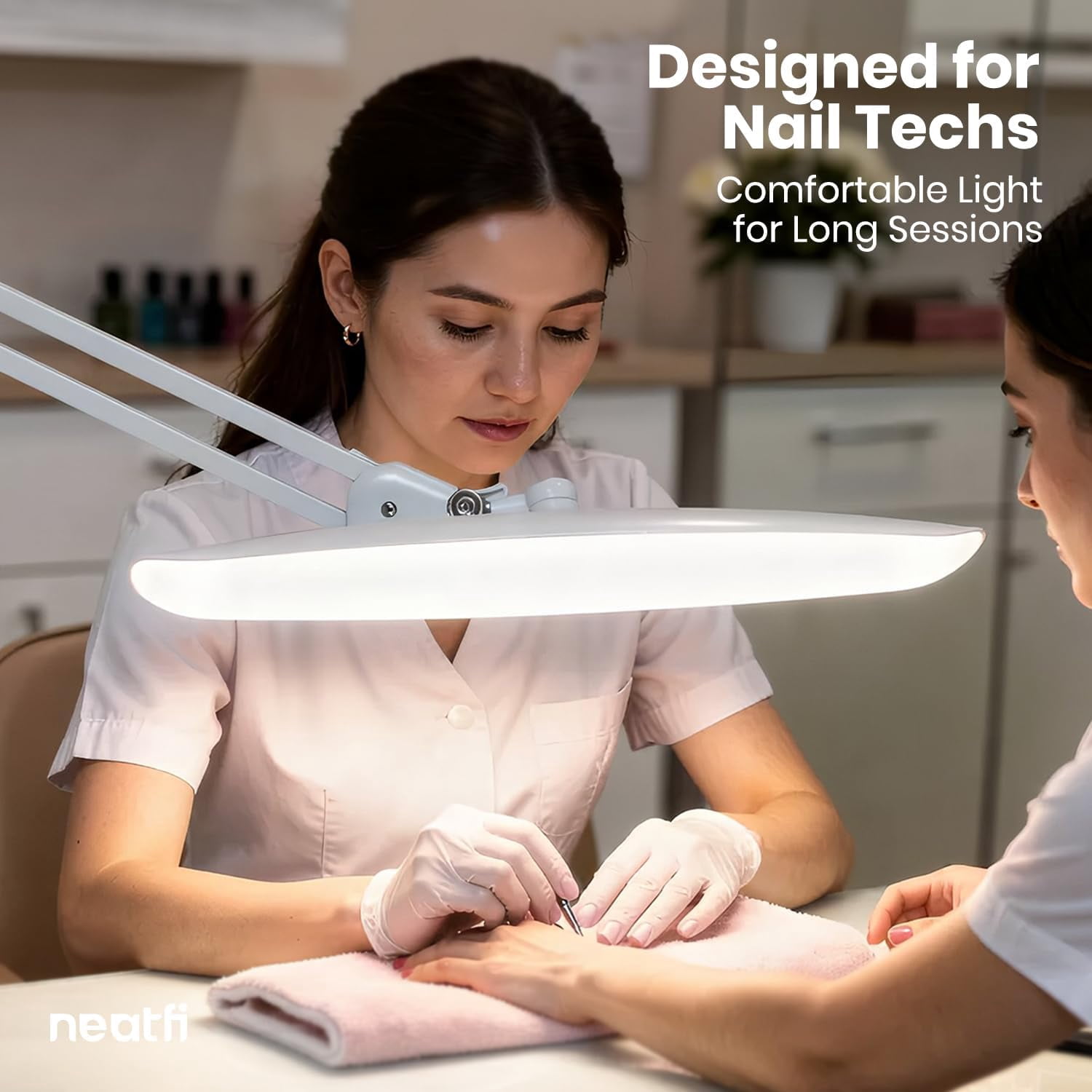 Neatfi Professional LED Task Lamp with Clamp, 2200 Lumens, 20-Inch Wide Head, Dimmable Work Light for Crafts, Sewing, Art, Home Office & Hobby Projects, White