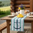 thumbnail image 6 of Table Runner Blue Nautical Anchor Chain Table Decoration for Kitchen Dinning Teal Green Stripes Table Decoration for Indoor Outdoor Party Wedding Decor 13x72inch, 6 of 7