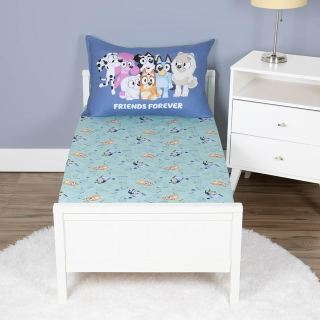 Juego de sábanas Bluey para cama o cuna para niños pequeños, color verde