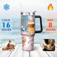 thumbnail image 4 of Pink & Gold Marble 40oz Stainless Steel Vacuum Insulated Tumbler with Lid and Straw Gifts for Mom Friend Sister Grandma, 4 of 7