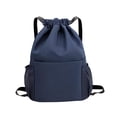 thumbnail image 4 of Mochila con cordón Mochila informal con correas ajustables para los hombros Mochila de gran capacidad Azul, 4 of 8