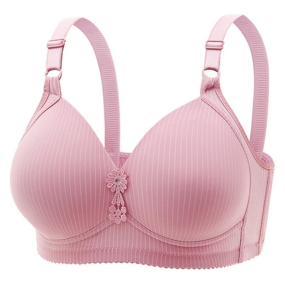 Womens Underwear Wireless Full Coverage Bras for Women Women's Comfortable Sexy No Steel Ring Plus Size Thin Breathable and Adult Female Clothes Rose Gold Size 48
