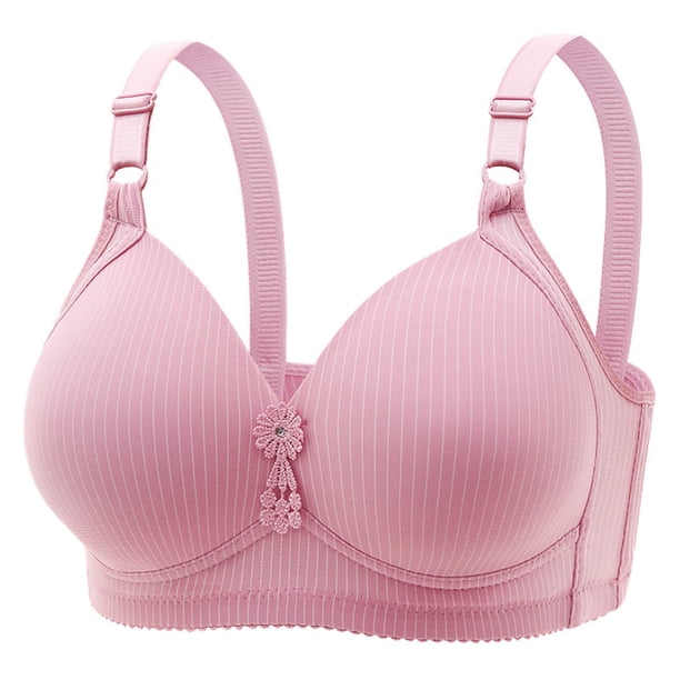 Gibobby Sujetador cómodo, sexy, sin anillo de, talla grande, transpirable y cómodo para mujer Brasier sin varillas para mujer(Oro Rosa,52)