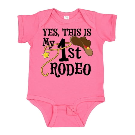 

Inktastic Yes This is My 1st Rodeo- Cowboy Hat with Red Band Lasso Boys or Girls Baby Bodysuit