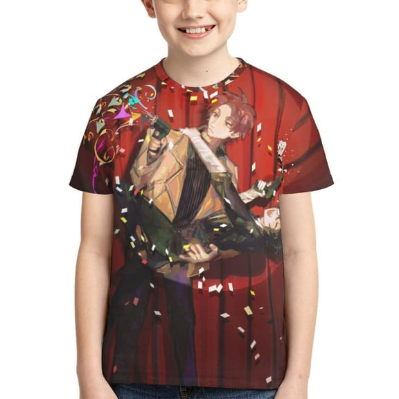 Kids 3D Graphic Bungo Stray Dogs T-Shirts, Novelty Shirts Crewneck Short Sleeve Tees for Youth Boys Girls