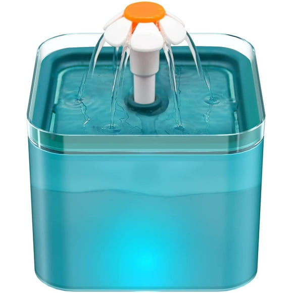 Cat Water Fountain, Ultra Quiet Cat Water Dispenser, Cat Water Dispenser with LED Light, 2L Cat Fountain, with Activated Carbon Filter and Water Pump