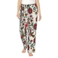 thumbnail image 2 of Picia Dark Enchanted Flowers And Birds Womens Soft Woven Cotton Elastic Waistband Sleep Pajama Pant Lounge Sleep Pant With Pockets And Drawstring-Large, 2 of 9