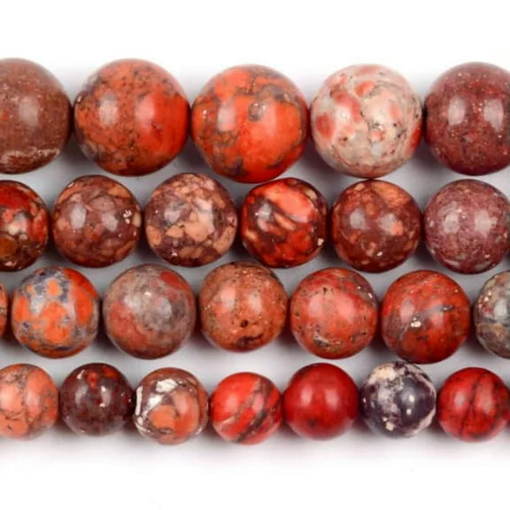 HOOUN 4/6/8/10mm Natural Colorful Sea Sediment Jasper Stone Round Bead For Jewelry DIY-Red1-10mm