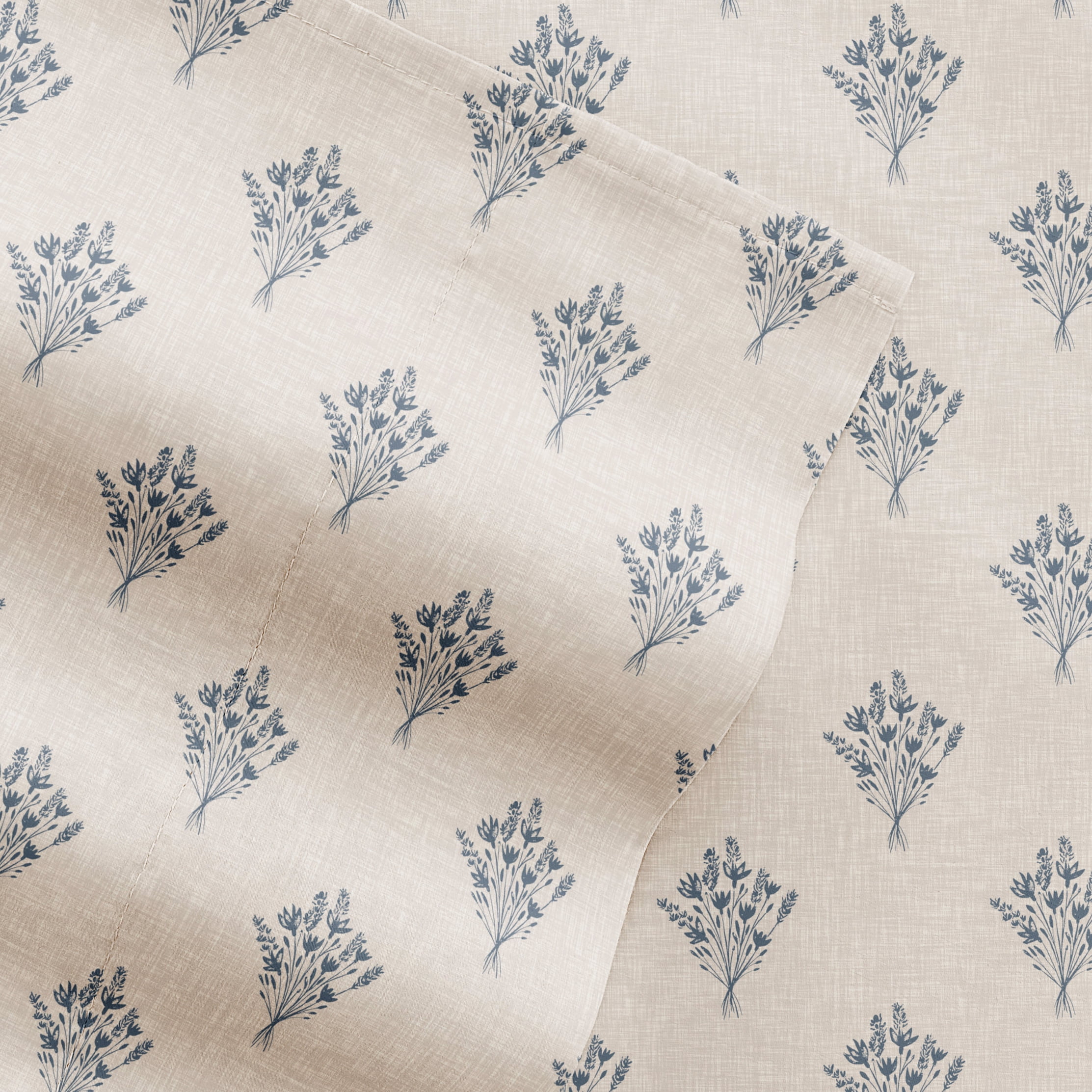 Noble Linens 4 Piece Pattern Microfiber Bed Sheets Set, Floral Bouquet Stone, Full