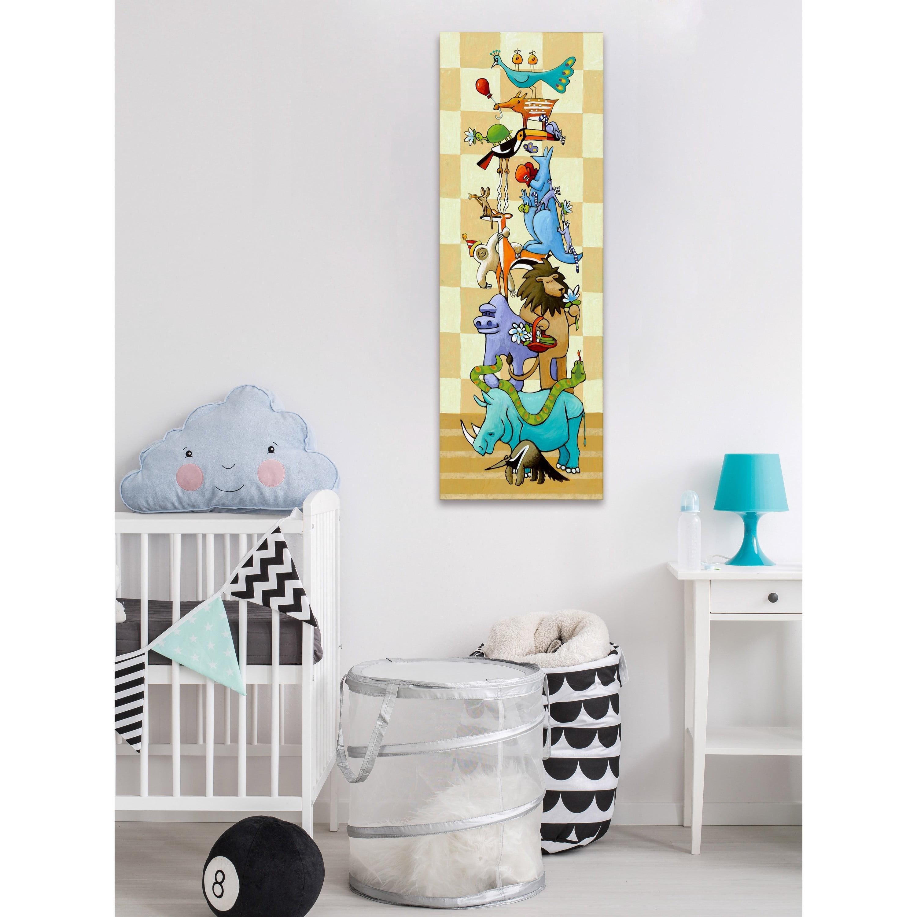 Marmont Hill - "Upon a Rhinoceros" by Janet Nelson Painting Print on Wrapped Canvas