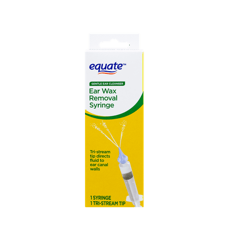 Equate Gentle Ear Cleaners, Ear Wax Removal Syringe, 1 Tri-Stream Tip, 1 Syringe