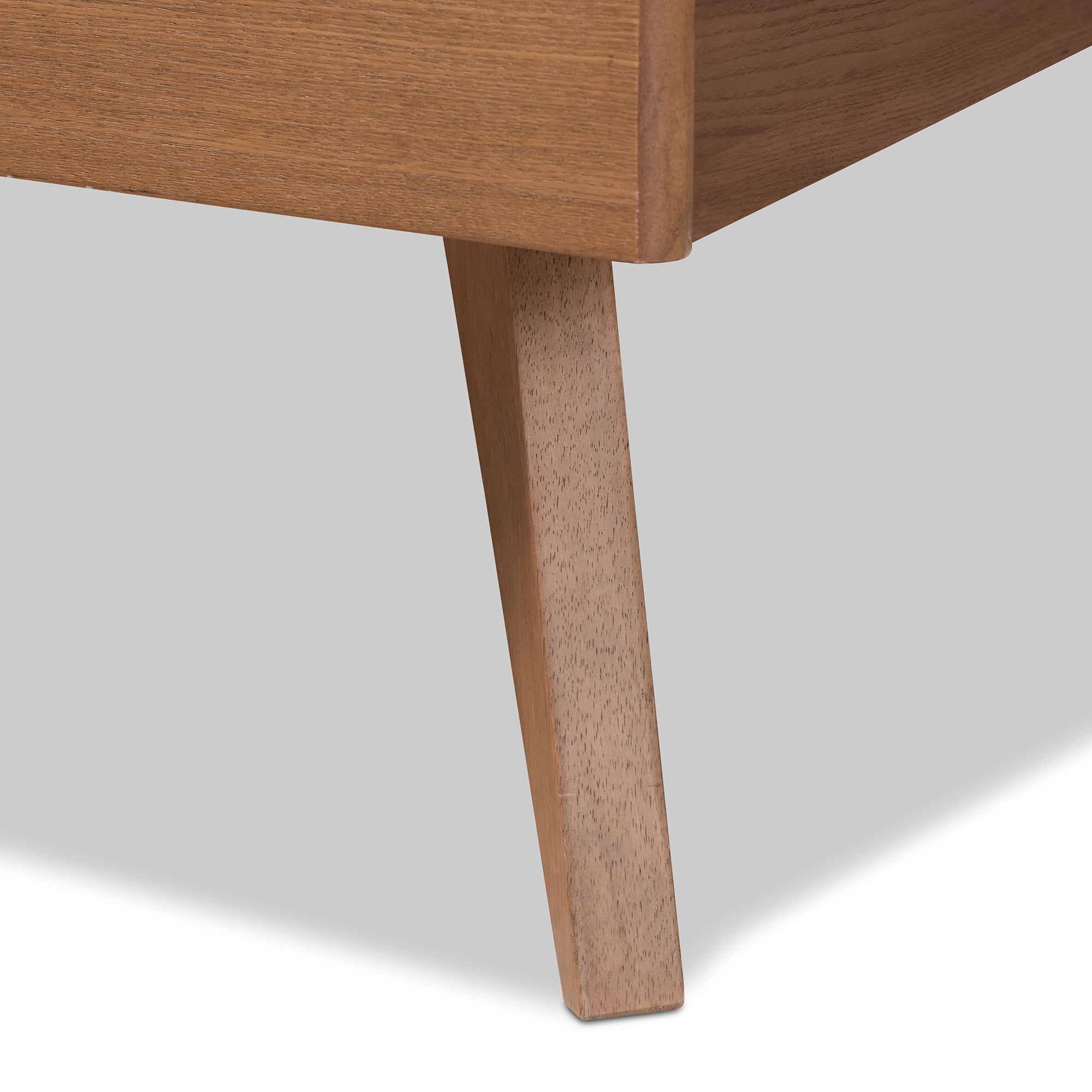 Baxton Studio Amira Mid-Century Wood Back Support Platform Bed, Queen, Ash Walnut