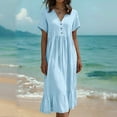 thumbnail image 5 of Blmnix Women's Dresses Fit & Flare Vacation Dress Beach Dress Under Dresses Cocktail-Length V-Neck Short Sleeve Casual Summer Dresses for Women,L, 5 of 8