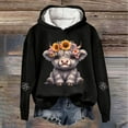 thumbnail image 2 of XIAONU Festive Western Graphic Cow Print Hoodie Cozy Pullover Sweatshirt For Women Holiday Themed Casual Wear, 2 of 3