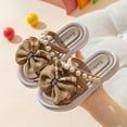 thumbnail image 2 of ZACPNCV Girl's Cute Bowknot Square Open Toe Slide Sandals Summer Leather Slippers Khaki 5.5-7.5 Years, 2 of 4