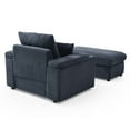 thumbnail image 3 of Modern Corduroy Upholstered Sofa Chair Armchair with Storage Ottoman and Cup Holders for Living Room Bedroom Apartment, 3 of 9