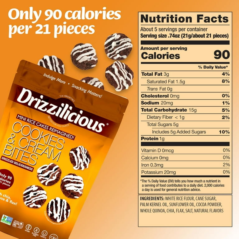 Drizzilicious Cookies & Cream Mini Rice Cakes Vegan Gluten Free