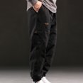 thumbnail image 5 of YLSDY Mens Baggy Cargo Pants Outdoors Sports Pants Drawstring Casual Loose Fit Elastic Waist Cotton Twill Cargo Pants Black 16, 5 of 7