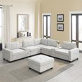 thumbnail image 2 of Modular Sectional Sofa Set with Ottoman & 2 Consoles, Chenille Upholstery, Storage Drawers, Light Gray for Living Room, 2 of 9