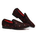 thumbnail image 5 of Santimon Men Velvet Loafers Rhinestone Flats Slip On Dress Tuxedo Shoes Red 6.5 US, 5 of 8