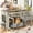 Gray + MDF, variant on 44.48" Large Dog Crate Furniture, Indoor Wooden Dog Kennel End Table with 2 Storage Drawers and Rotating Bowls, Decorative Pet Cage Dog House for Medium Dogs, Gray