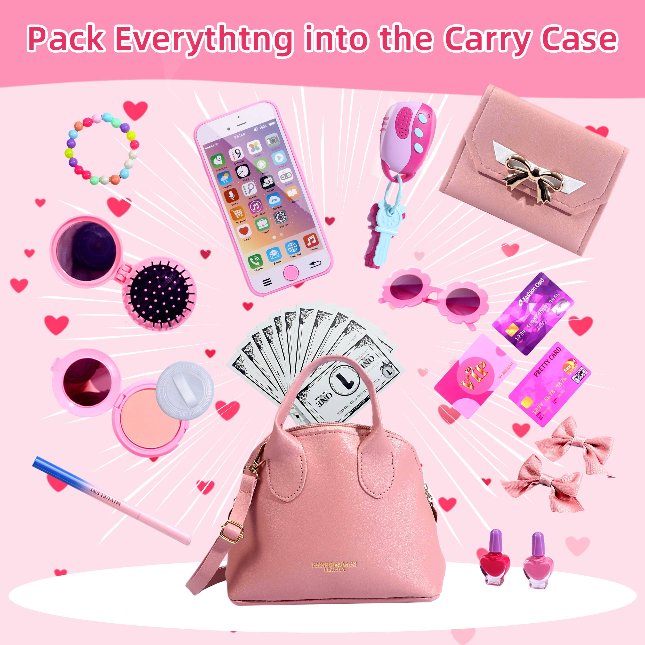 Rirool Princess Themed Play Purse Set with 31 Pieces photo 3