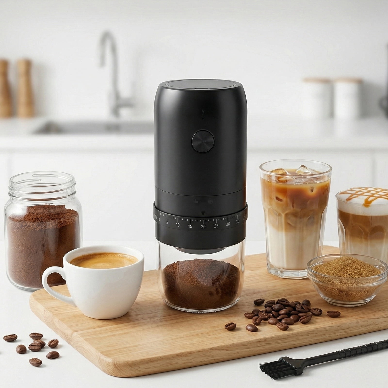 FkszlL Electric Burr Coffee Bean Grinder with 40 Adjustable Setting Cordless Mini Coffee Grinder with Conical Ceramic Burr Ideal for Home Travel Camping and Office