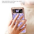 thumbnail image 4 of Foreverich Luxury Diamond Bling Glitter Case For Samsung Galaxy Z Flip 3/Z Flip 4 5G, Plating PC Grid Leather Ring Holder Stand Shockproof Case Cover, 4 of 11