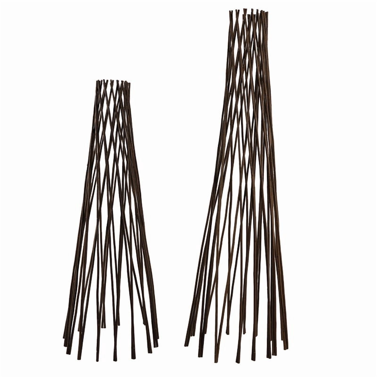Bamboogro Round Willow Trellis Garden Plant Support - Expandable, 60"H x 15"W, Brown