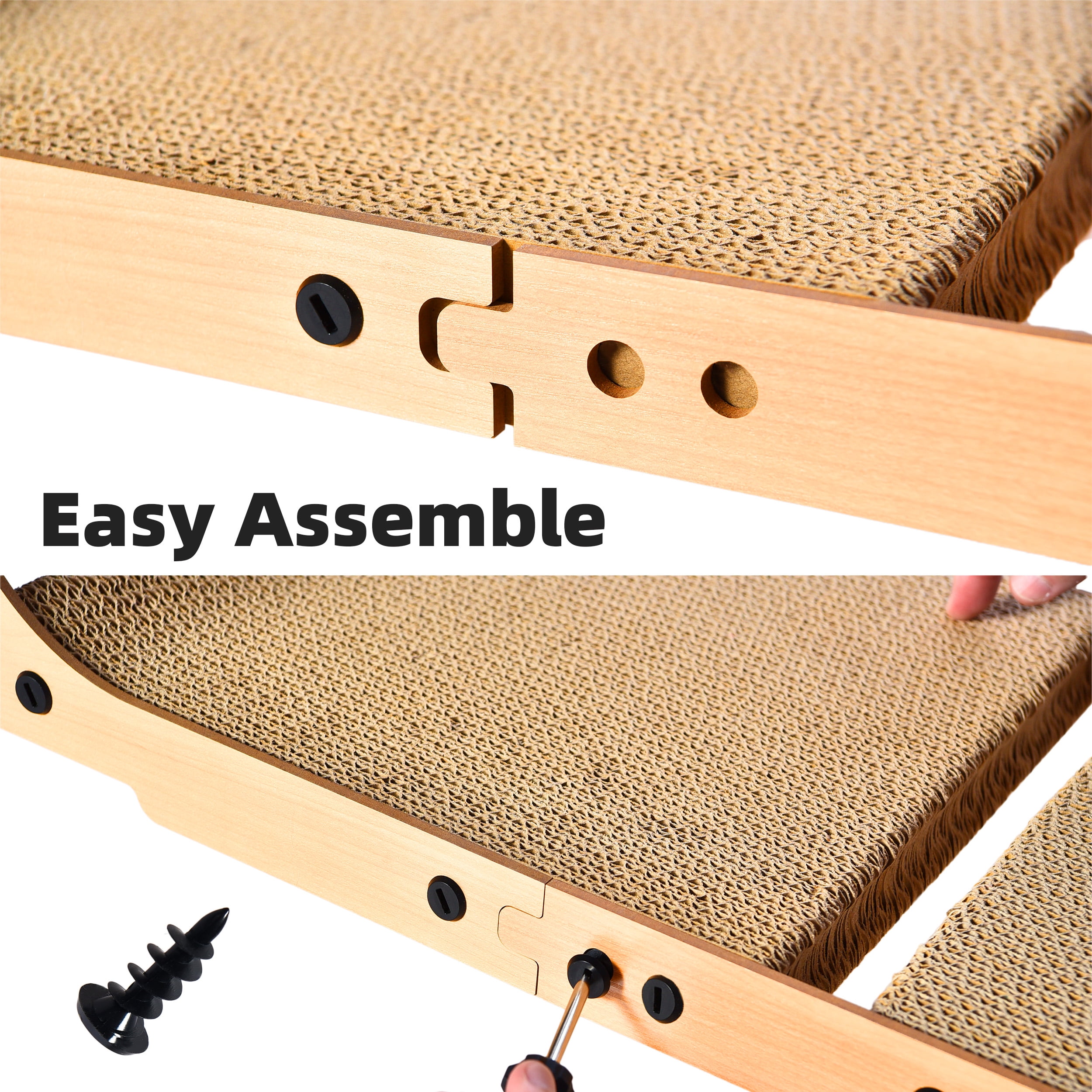 Vibrant Life L-Shape Cat Scratcher, Premium Replaceable Cat Scratching Pad with Built-in Catnip Toy Balls, Brown, 27.3" x 11.8" x 16.9"