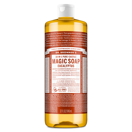Dr. Bronner's Magic Soap - Eucalyptus - Pure-Castile Liquid Soap - 32 fl oz – for face, body wash, hands