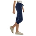thumbnail image 2 of Capri Cargo Pants for Women Spring Summer Lightweight Elastic Waist Slim Fit Tapered Workout Yoga Pants Capris, 2 of 6