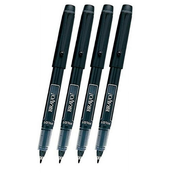 4 PENS Pilot Bravo Liquid Ink Marker Pen, Bold Point, Black (PIL11034)