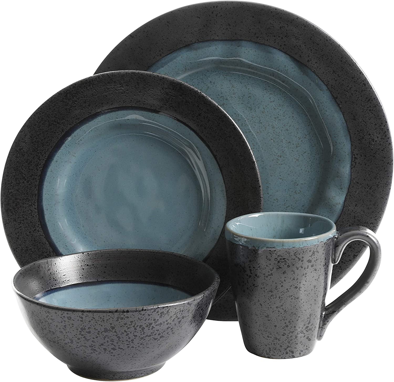 Gibson Elite Dragonstone 16-Piece Dinnerware Set - Aqua