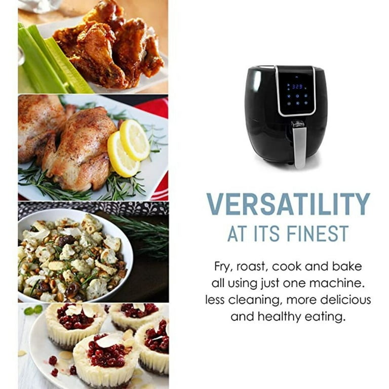 Elite Bistro 5.6 Quart Digital Touchscreen Air Fryer with Recipes