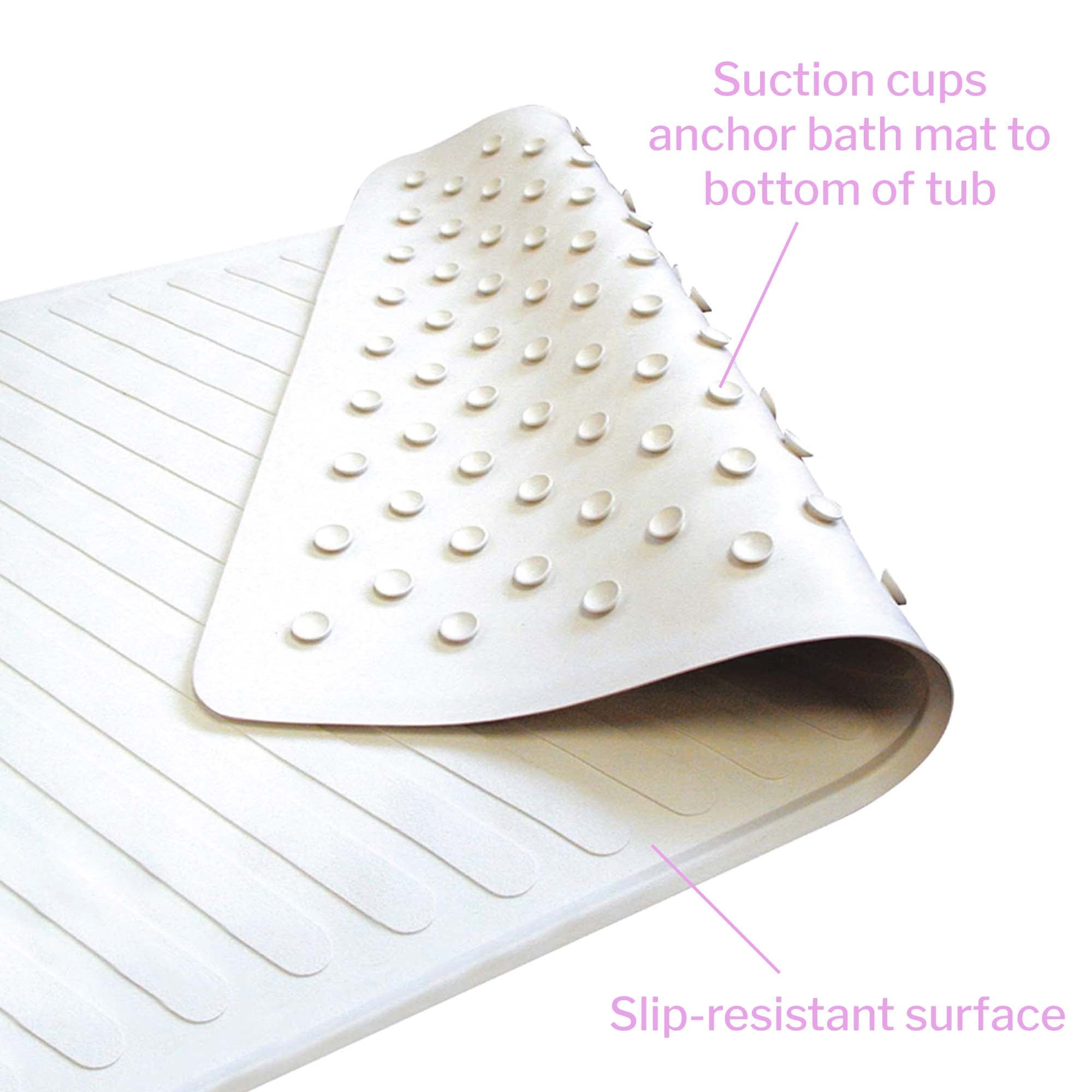 Carex Slip-Resistant Rubber Bath Mat, Beige, 16 in x 28 in, 1 Ct
