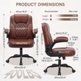 thumbnail image 3 of COOLHUT PU Leather Ergonomic Office Chair, Mid Back Home Computer Chair with Flip-up Armrest, Adjustable Height & Back Support, 360° Swivel Gaming Chair with Wheels & Rocking Function, Space Saving, 3 of 9