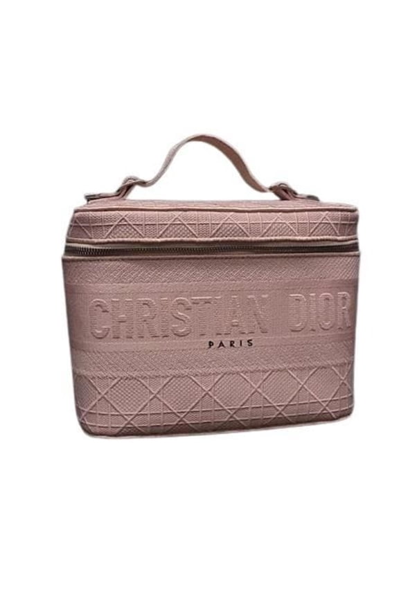 Pre-Owned Christian Dior Vanity Bag Cannage Pink Canvas Women's