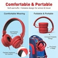 thumbnail image 2 of Pedoxline Kids Headphones with Microphone, Foldable 85/94dB Safe Volume Stereo Adjustable over Ear Headphones for Kids, Girls, Boys, Comfort Fit for Online Classes & Trave (Red and Black), 2 of 5