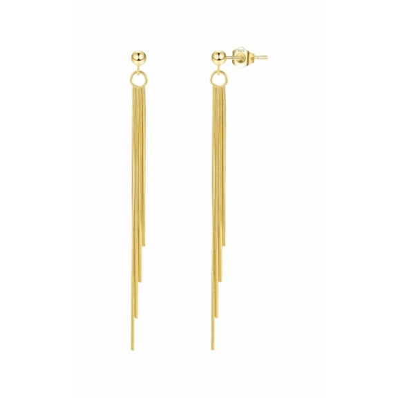 MIORA Multi-strand Thin Chain Long Tassel Stud Earrings, Gold Dainty Linear Drop Fringe Earrings for Women