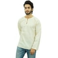 thumbnail image 7 of Atasi Men's Off White Short Kurta Round Keyhole Neck Cotton Shirt-Small, 7 of 7