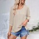 thumbnail image 1 of mfyjkho Tops Para Salir Para Mujer, Camiseta De Cuello Redondo Con Mangas 3/4 Y Encaje De Patchwork Para Mujer Tops Para Hacer Ejercicio S, 1 of 5