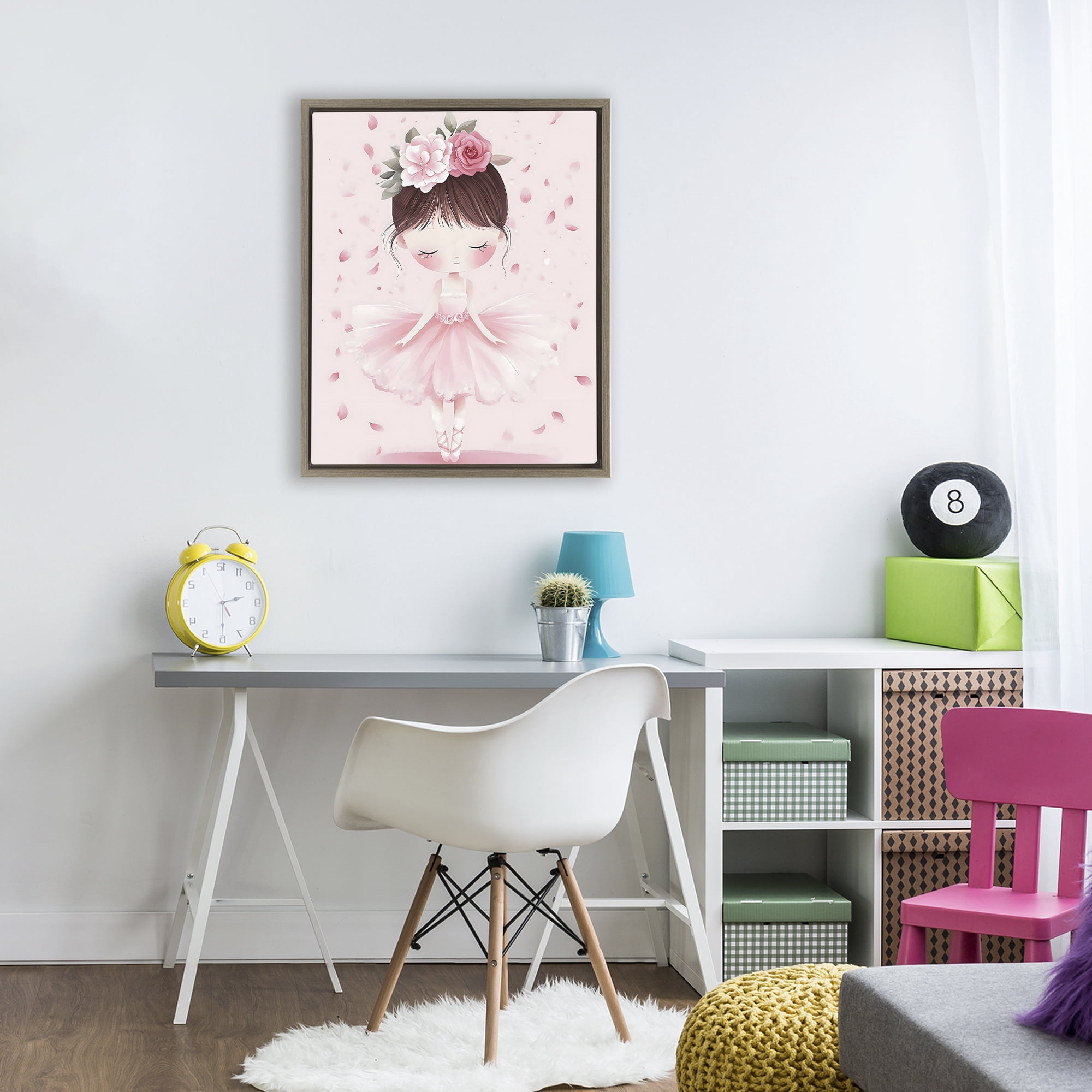 Stupell Industries Ballerina With Floral Headdress Brown Framed Floater Canvas Wall Art, design by Creative Studio