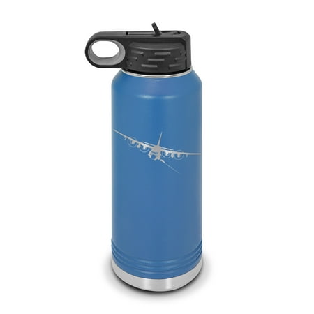 

AC-130 Spectre Water Bottle 32 oz - Laser Engraved w/ Flip Top Removable Straw - Polar Camel - Stainless Steel - Vacuum Insulated - Double Walled - ac130 c-130 c130 ground aircraft - Blue