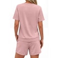 thumbnail image 3 of Sundazz Lounge Sets for Women Summer 2 Piece Outfits V Neck Shirts and Shorts Sets Casual Matching Sets, 3 of 7