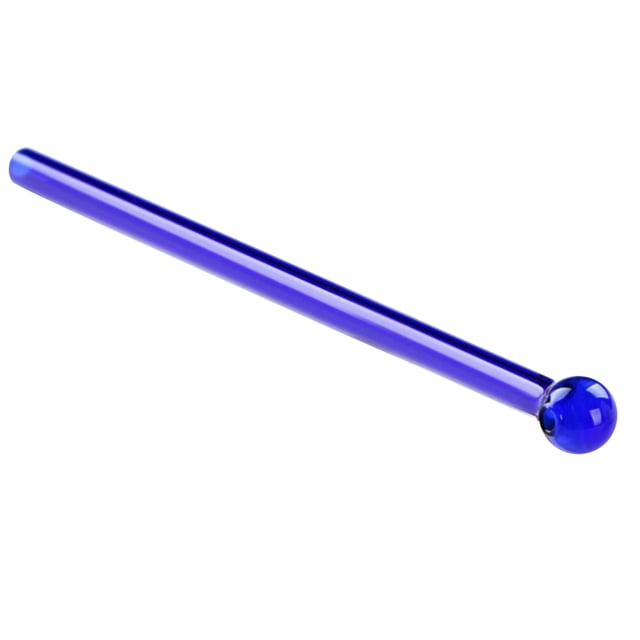 Billuyoard Pajita de vidrio para beber, lavable, reutilizable, cabeza redonda, antioxidante, para interiores y exteriores, para barbacoa, Mostrada Azul
